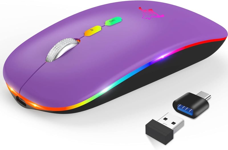Vezeték Nélküli RGB Gamer Egér Bluetooth-szal és USB-C Adapterrel