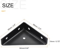 Fekete acél sarokvas, 66x66 mm - 4 db, íróasztalhoz, ágykerethez 2