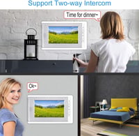 Uoweky RFID videós kaputelefon rendszer, 7" TFT kijelzővel, 1 kamera, 2 monitor + 10 db kék kulcstartó 7