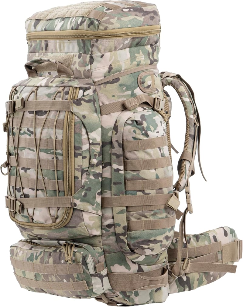 BACKFERRY Nagy Katonai Hátizsák 80L - Taktikai Túrazsák Terepszínű Kivitelben - Kemping, Túrázás, Bushcraft Kalandokhoz - Unisex Hátizsák