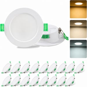 Spot LED încastrat Fynokst 7W, temperatură de culoare reglabilă 3000K/4000K/6500K, diametru decupaj 68-78 mm, IP44, pentru bucătărie, baie, sufragerie, set 19 bucăți