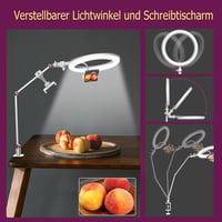 Állítható 10" LED körfény íróasztalra, telefontartóval - YouTube, TikTok, videóhívás (Fehér) 5