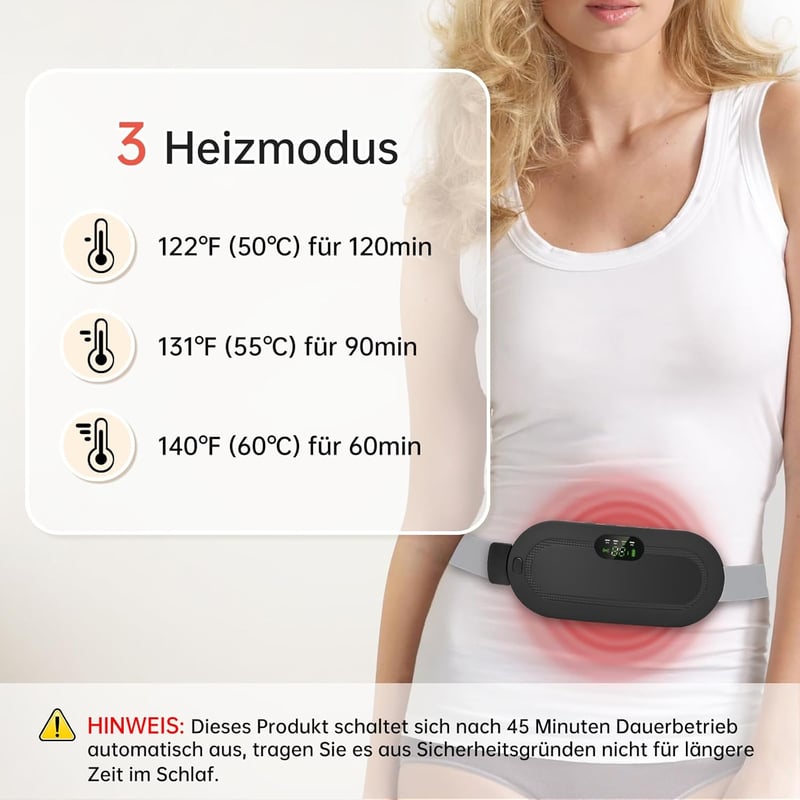 Wadeo menstruációs melegítőöv - 3 hőfokozat, 4 masszázsmód, USB-C töltés