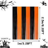 Cortină decorativă de Halloween, înfricoșătoare, negru-portocaliu. 2