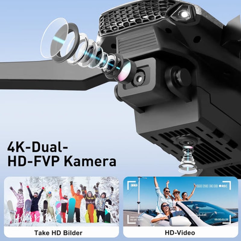 4K HD kamerás drón gyerekeknek – Összecsukható FPV quadcopter táskával, körrepülés, 3D bukfenc, egygombos visszatérés, headless mód
