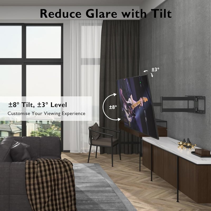BONTEC TV Fali Tartó 32-70" Képernyőkhöz - Extra Hosszú 850mm Karos Konzol, 60kg Teherbírás, Dönthető, Forgatható, VESA 400x400mm