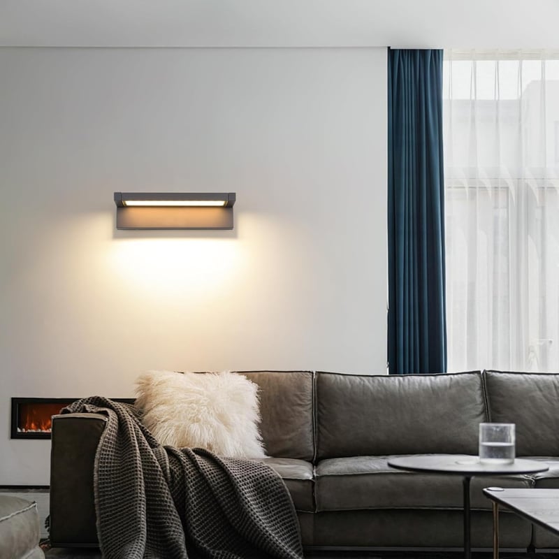 KUKAK 36W LED Kültéri Fali Lámpa, IP65 Vízálló, 3000K Meleg Fehér, 350° Forgatható Panel, Alumínium, Sötétszürke - Kerthez, Teraszhoz, Erkél