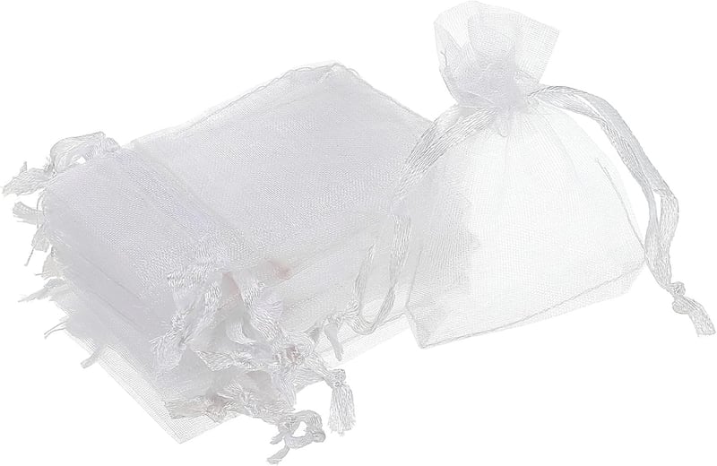 Fehér organza ajándéktasak 50db, 10x12cm, esküvőre, partira - Sourcing Map