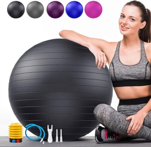 Goonidy 65 cm Crna Lopta za Fitness - Ergonomična Lopta za Sjedenje za Djecu, Lopta za Vježbanje Otporna na Pucanje, za Jogu, Pilates, Nosivost 1000 kg