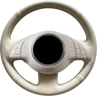 MEWANT Kormányvédő Huzat Fiat 500 (2008-2015), 500e, 500C Modellekhez - Bézs Mikroszálas Bőr, Kézi Varrással, Légzsák Kompatibilis 1