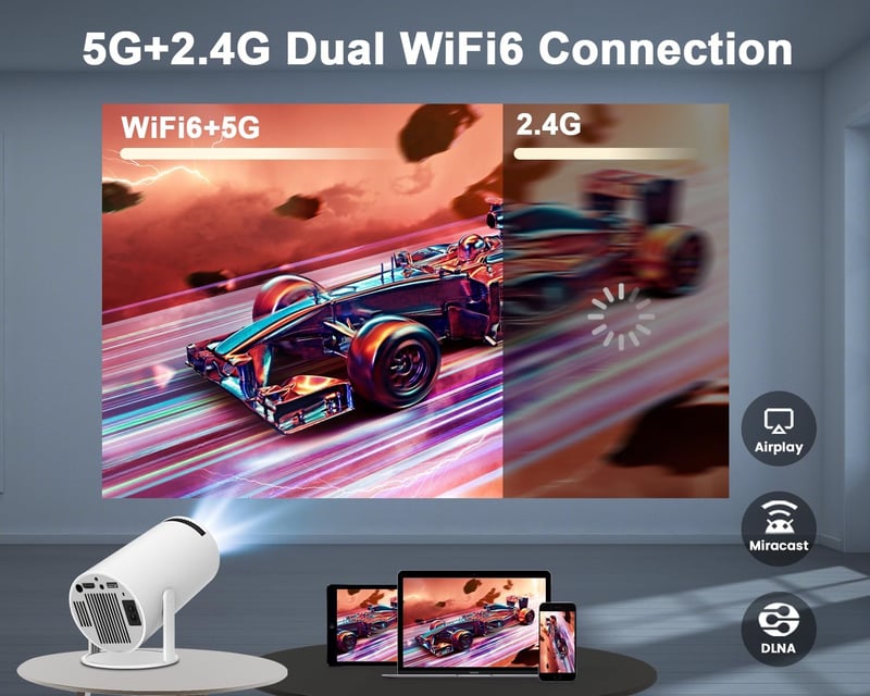 Magcubic Mini Projektor 4K Android 11 Okos Projektor 5G WiFi 6 BT 5.4 Full HD 1080P 200ANSI 8000L Automatikus Trapéz Korrekció Fehér