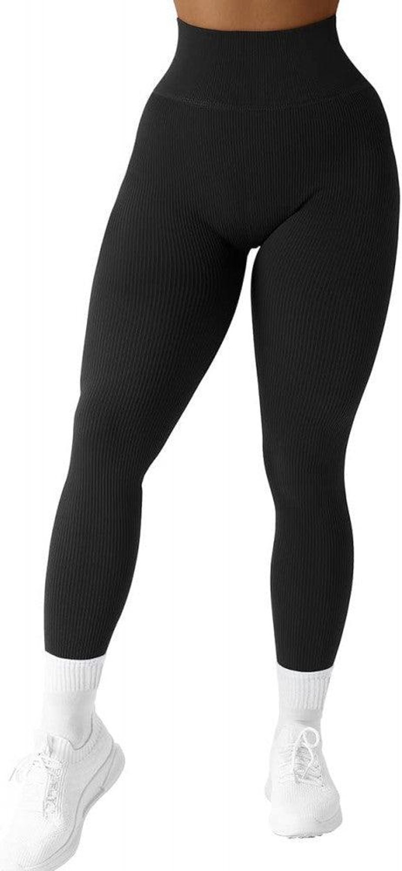 SUUKSESS Fekete Magas Derekú Bordázott Leggings L-es Méretben