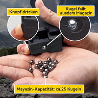 Profi vadász csúzli rejtett tárral, 300 golyóval és használati útmutatóval 3