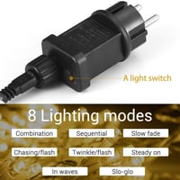 GlobaLink LED Fényfüggöny 300 LED-del, 8 Világítási Móddal, Beltéri/Kültéri Használatra - Meleg Fehér Fény Esküvőre, Partira, Kertbe, Szobad 6