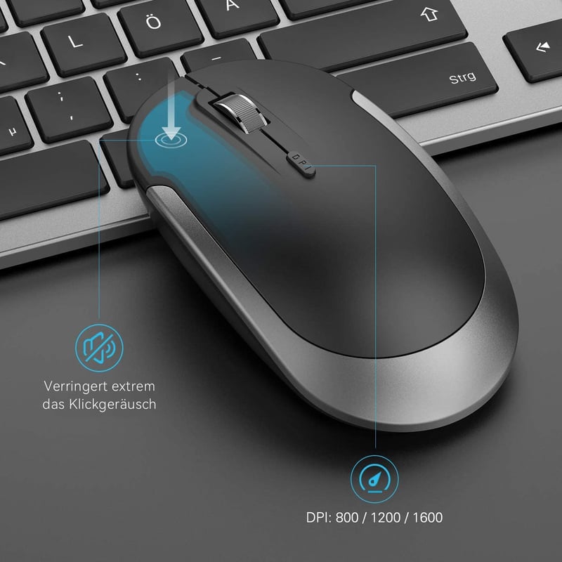 seenda SK38-3 Vezeték Nélküli Billentyűzet-Egér Szett, Ultravékony Tölthető, Ergonomikus, Szilikon Porvédővel, PC/Laptop/Smart TV Kompatibil