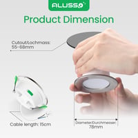 ALUSSO LED Süllyesztett Mennyezeti Spotlámpa Szett, 230V, Dimmelhető, 68mm, 4W, IP44, 3 Színhőmérséklet, Fürdőszobába, Konyhába, 12db 5