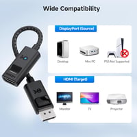 Cable Matters DisplayPort HDMI Adapter 8K 60Hz / 4K 120Hz - Egyirányú DP 1.4 HDMI Átalakító RTX 3080/3090 és RX 6800/6900 Kártyákhoz - Feket 6