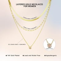 DIVINA VITAE Réteges Női Nyaklánc 14K Arany Bevonattal - Cirkónia Medálos Elegáns Ékszer, Lapos Kígyólánc, Rozsdamentes Acél Choker 2
