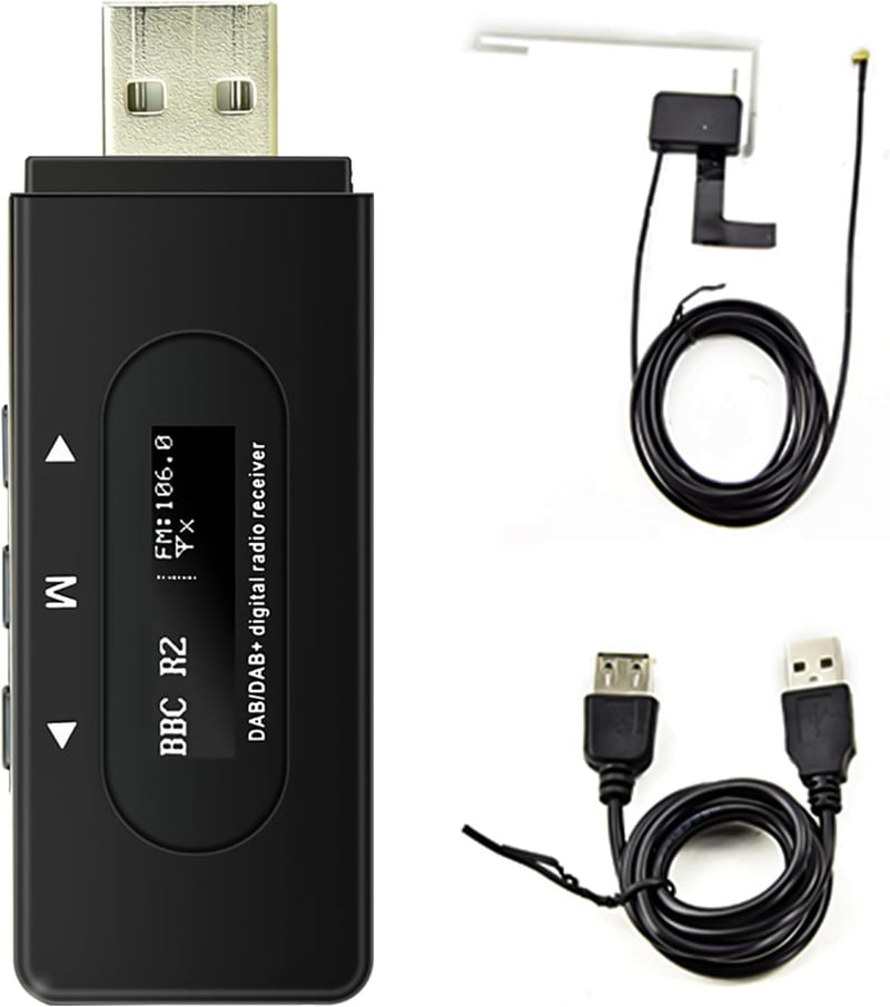 Hikity DAB+ autórádió vevő USB-vel és antennával - univerzális FM adapter