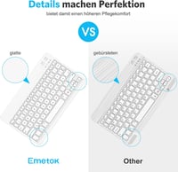 Emetok QWERTZ Bluetooth Billentyűzet iPad/iPhone Készülékekhez - Ultravékony, Újratölthető, Vezeték Nélküli Mini Billentyűzet, Fehér 3