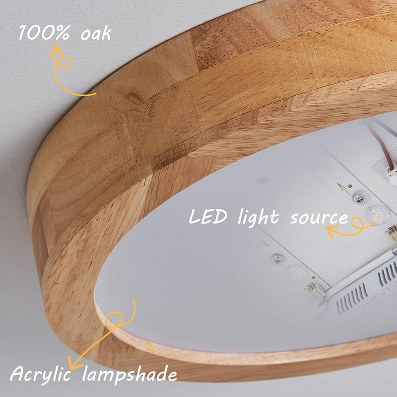 Baerolc Fa LED Mennyezeti Lámpa 40cm - 28W Meleg Fehér Kerek Világítás Nappaliba, Hálószobába, Konyhába, Gyerekszobába, Előszobába