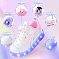 Flintronic LED Görkorcsolya Gyerekeknek - 2in1 Átalakítható Cipő, 7 Színű Világítás, Állítható Méret, USB Tölthető, Lányoknak, Kezdőknek 3