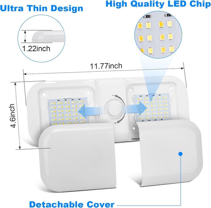 SUPAREE 12V-os LED lámpa lakóautóba, 3 színhőmérséklettel, szabályozható - Plastic