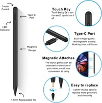 Apple iPad Érintőceruza - Kompatibilis 10-6. Generációs iPad, Air és Pro Modellekhez, Tenyértámasz Funkcióval, 5 Cserélhető Heggyel 9