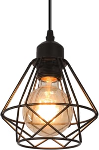 Comely Vintage Függőlámpa - Fekete Ketrec Mennyezeti Lámpa E27 Foglalattal - Retro Ipari Lámpaernyő Nappaliba, Konyhába, Hálószobába, Étkező 1