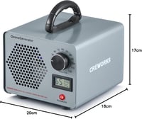 CREWORKS Ózongenerátor 25000 mg/h - Szagtalanító Készülék 300 m² Területre, 120 Perces Időzítővel, Hőmérséklet és Páratartalom Kijelzővel 10