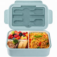 Diboniur Bento Box kutija za ručak s priborom za jelo, 3 pretinca, 1400 ml, prikladno za mikrovalnu pećnicu i perilicu posuđa (stanje: vidi 2. sliku) 1