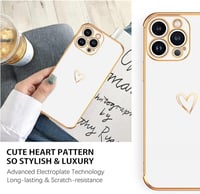 iPhone 13 Pro Max Fehér-Rosegold Szívecskés Ütésálló Szilikon Tok 8
