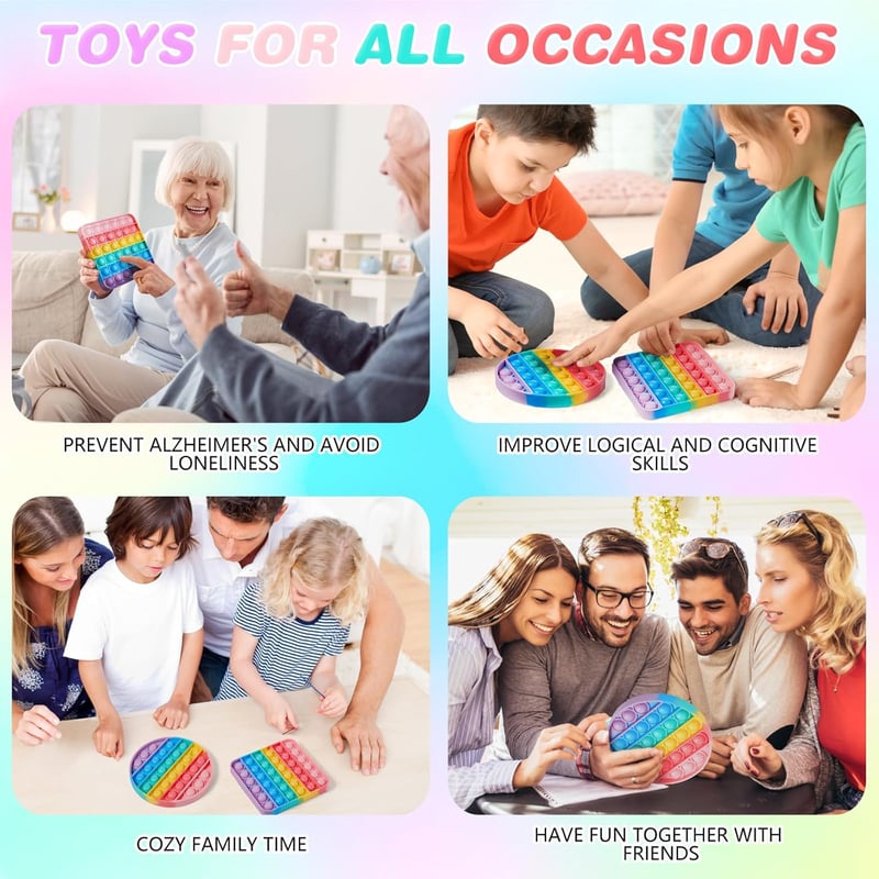 HOUT Szivárvány Pop It Fidget Szett - Stresszoldó Buborékos Játék Autizmussal Élőknek (2 db)