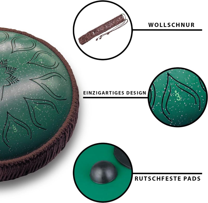 ORORA Acél Nyelv Dob 12 Hüvelykes 13 Hangú - Handpan Relaxációs Hangszer Gyerekeknek és Felnőtteknek - 20 Kottás E-könyvvel - Különleges Ajá