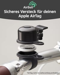 AirBell Kerékpárcsengő Apple AirTag Rejtekhellyel - Lopásgátló Eszköz Biciklihez, E-rollerhez - Fekete, 22,2 mm - Szerszámokkal 2