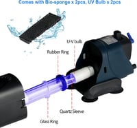 Coospider 4 az 1-ben Belső UV Akvárium Szűrő Szivattyúval - 150 Literig, Csendes Működés, Víztisztító, Algaölő, Oxigéndúsító JUP-02 Modell + 4