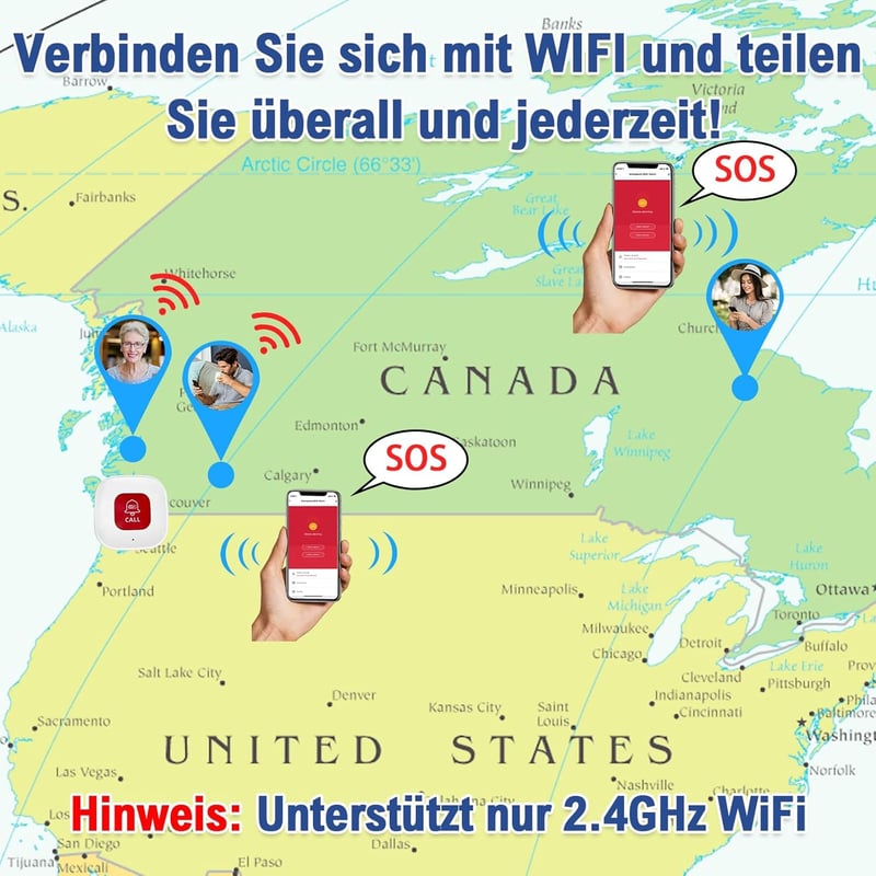 DAYTECH WiFi SOS Gomb Időseknek - Tuya Okos Vészjelző Rendszer