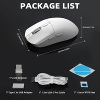 AJ139 G PRO Fehér Vezeték Nélküli Gamer Egér, 59g, 26K DPI, 7 Programozható Gomb 8