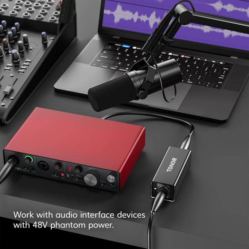 TONOR TA20 XLR Mikrofon Előerősítő - Dinamikus Mikrofonokhoz, 20dB Erősítés, SM7B Kompatibilis, Fém Ház, Podcast és Streaming Felvételekhez