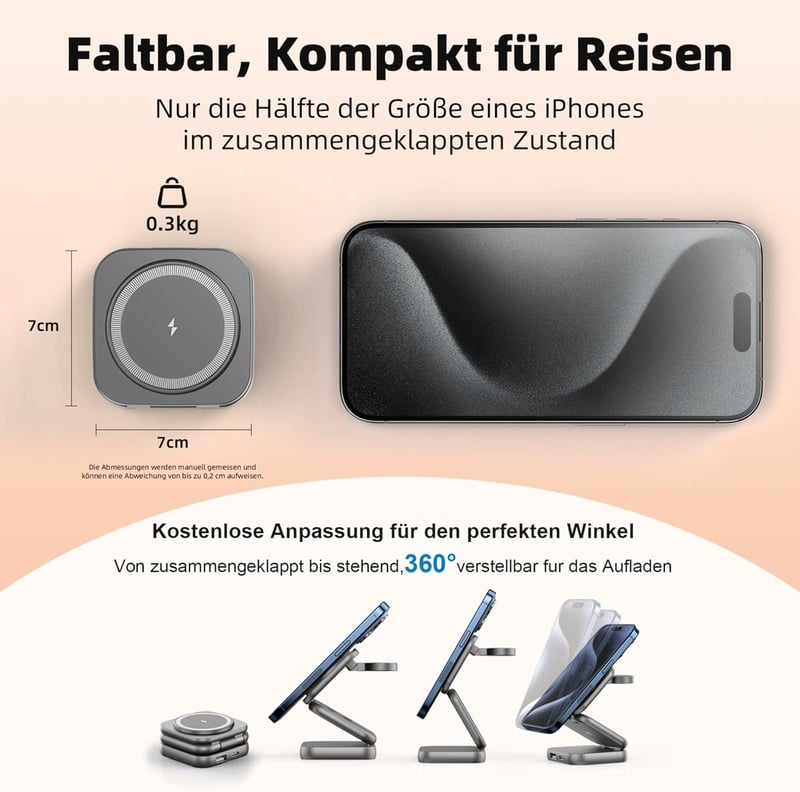 AC Island 5 az 1-ben MagSafe Kompatibilis iPhone Töltőállomás - Összecsukható Utazási Töltő iPhone 16/15/14/13/12, AirPods Pro, Apple Watch 