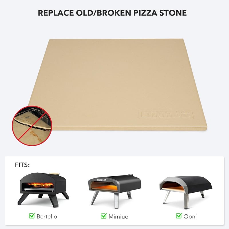 Mimiuo Pizzakő 33x33 cm Cordierite Sütőhöz és Grillhez Kenyérhez Süteményhöz