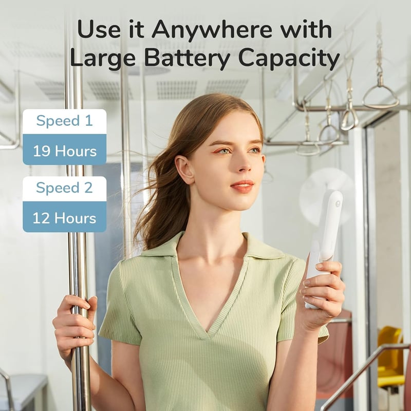 JISULIFE 3 az 1-ben Kézi Ventilátor Powerbank és Zseblámpa Funkcióval - Tölthető USB, 12-19 Órás Üzemidő, Hordozható, Fehér