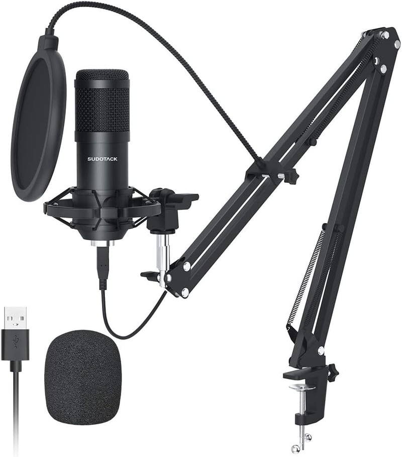 SUDOTACK USB Gaming Mikrofon Kondenzátor PC Streaming Podcast Felvételhez