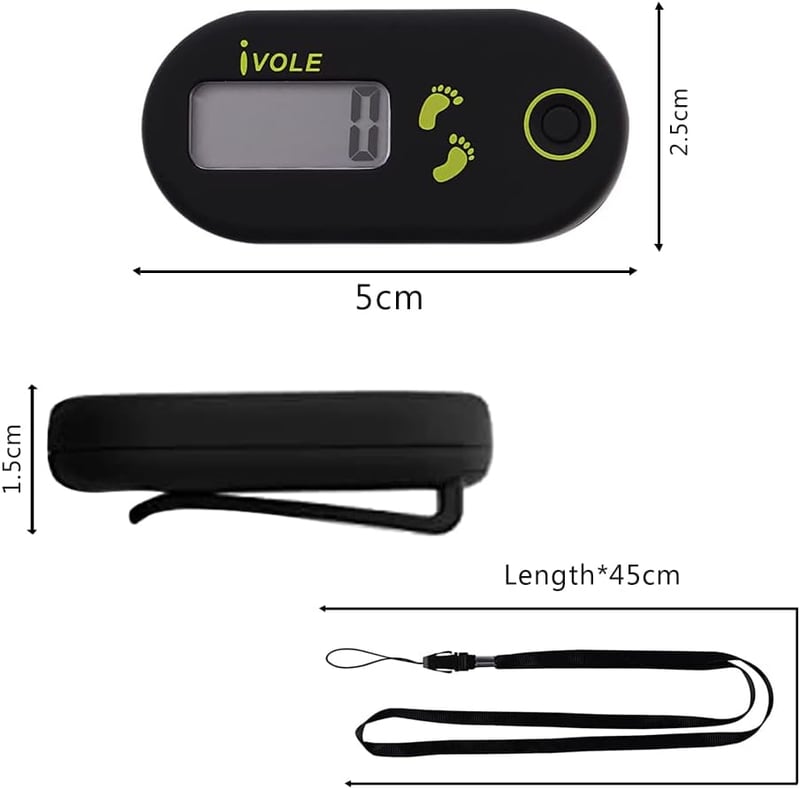 HIQE-FL 3D Lépésszámláló Klippel és Nyakpánttal - Pontos, Egyszerű, Telefon Nélküli