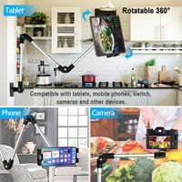 woleyi Hosszú Karú Tablet Fali Tartó - 360° Forgatható Alumínium Állvány 95cm Kihúzható Karral iPad, iPhone, Galaxy Készülékekhez (4-12,9") 4