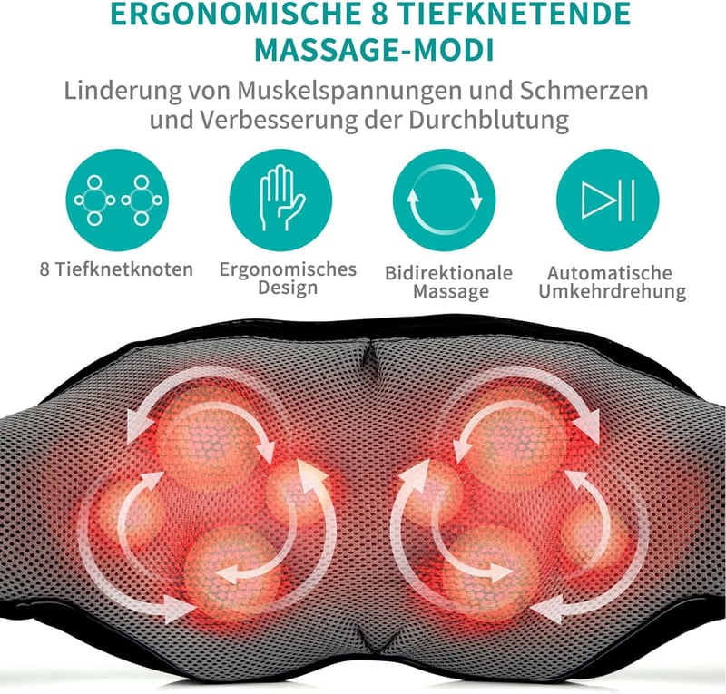 Nekteck Shiatsu Masszírozó Párna Melegítő Funkcióval - Nyak, Váll, Hát és Derék Masszázs Otthon, Irodában és Autóban - Állítható - Beige