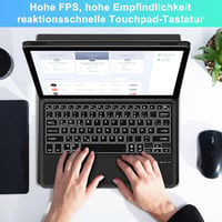 SENGBIRCH Bluetooth Billentyűzet Érintőpaddal - QWERTZ Német Kiosztás, 7 Színű Háttérvilágítás, Vezeték Nélküli, Windows/Android/iOS Kompati 9