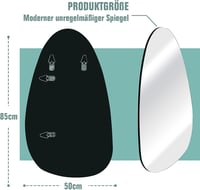 Muzilife Aszimmetrikus Keret Nélküli Tojás Alakú Tükör, 50x85 cm, MDF Hátlappal, Nagyméretű Teljes Alakos Fali Tükör Nappaliba, Fürdőszobába 3