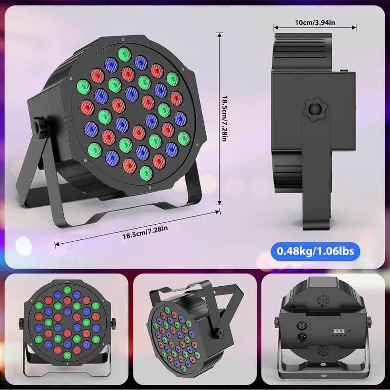 DELIBANG DMX512 RGB LED Par Lámpa Szett - 36 LED-es Diszkó Fény Távirányítóval - Színpadi Világítás Bulikhoz, Koncertekhez, Esküvőkre - 8 db