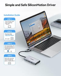 RayCue 9 az 1-ben USB-C/USB-A Dokkoló, Kettős/Hármas Monitor Támogatással, 2 HDMI, VGA, 10Gbps USB 3.1, Gigabit Ethernet, MacBook és Windows 4